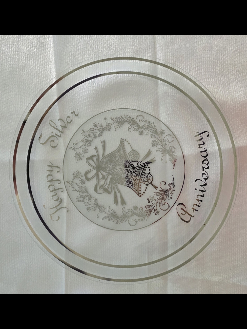 Happy Silver Anniversary Etched Glass Decorative Plate